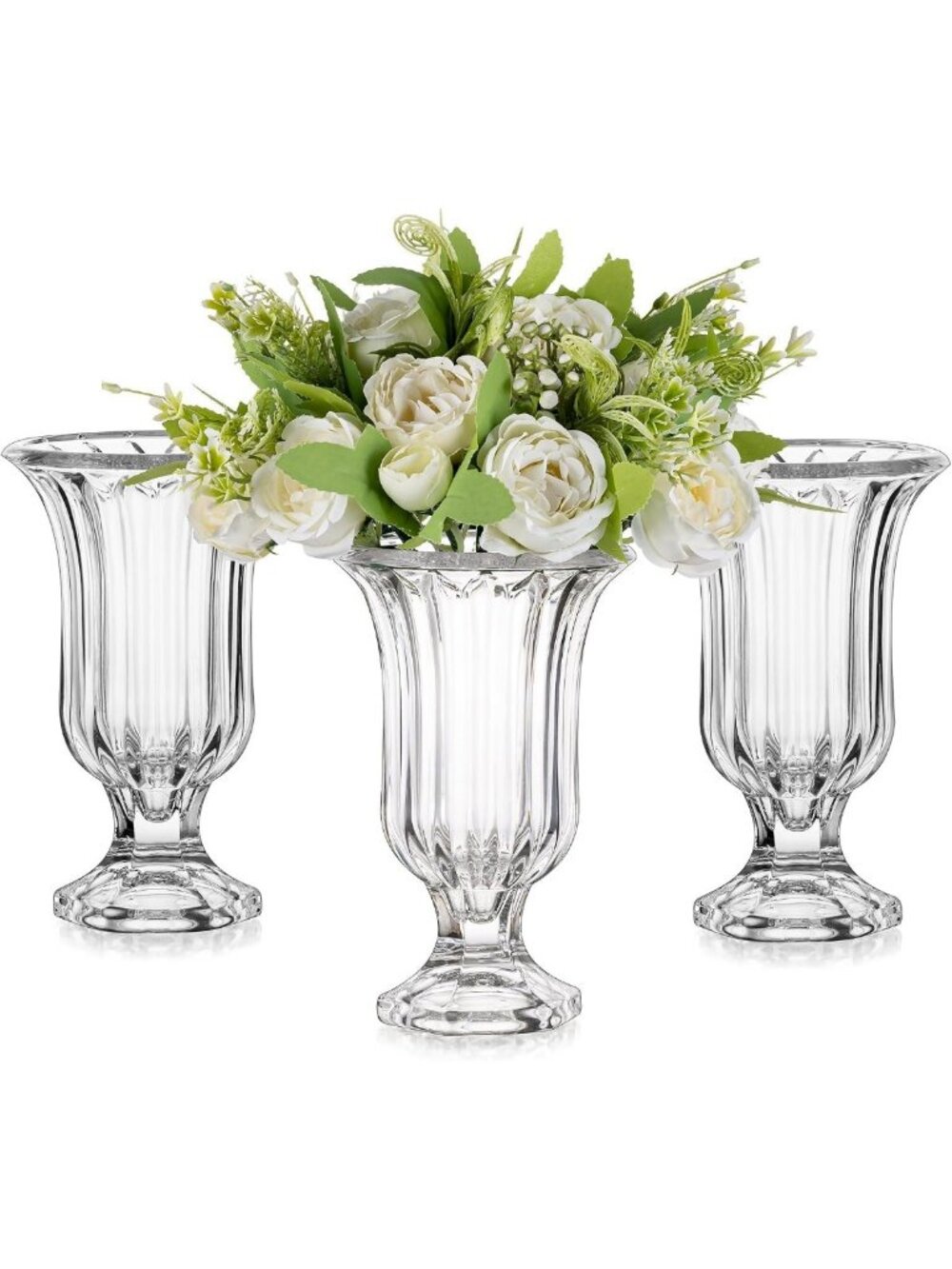 Elegant 7.5-Inch Tall Glass Centerpiece Vases - Perfect Pedestal Flower Holders